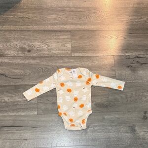 Old Navy Cream and Orange Ghost Print Bodysuit